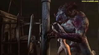 3D राक्षस बनाउँछ बालिका पेट फुल्लिएको